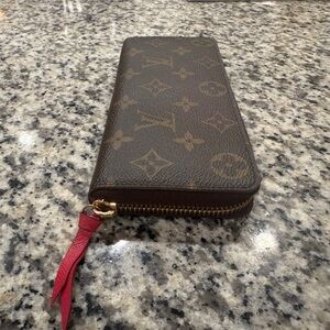 Louis Vuitton Monogram Wallet with Red Accent